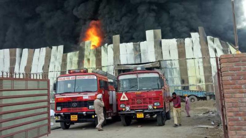 Fire inside a factory near Barnala city Fire inside a factory near Barnala city