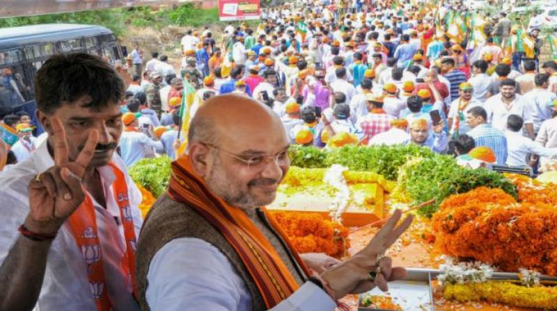 BJP president Amit Shah today took out a massive road show