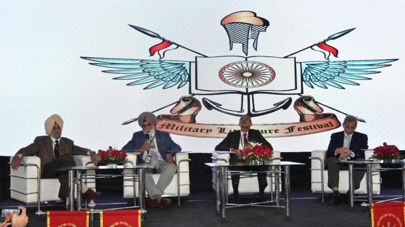 LT. GEN. N S Brar (extreme left), LT. GEN J S Cheema, LT. GEN. D S Hooda and Colonel Ajai Shukla during the panel discussion LT. GEN. N S Brar (extreme left), LT. GEN J S Cheema, LT. GEN. D S Hooda and Colonel Ajai Shukla during the panel discussion