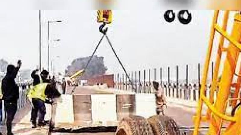 The Punjab-Haryana border at Shambhu in Ambala 