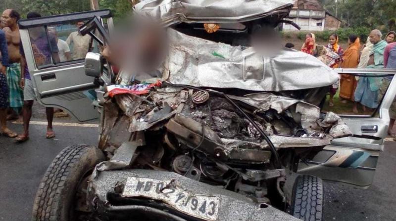 SUV collided with the bus on NH 116B SUV collided with the bus on NH 116B