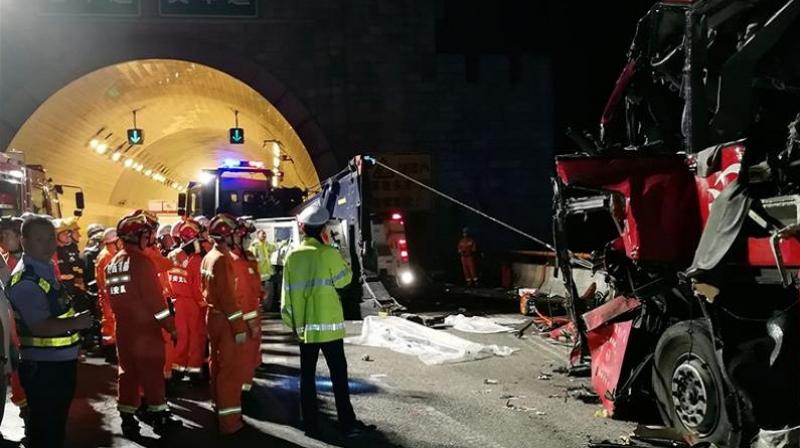 18 killed, 14 injured in China coach-truck highway collision 18 killed, 14 injured in China coach-truck highway collision