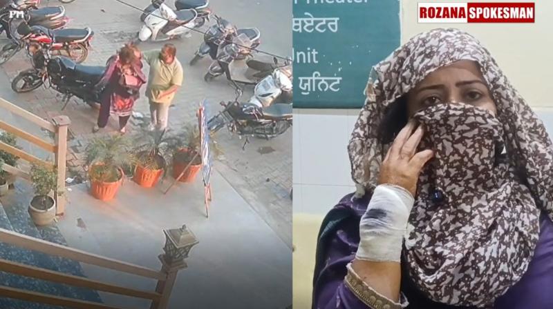 Husband Attacks Wife With Sharp Weapon In Broad Day Light In Gurdaspur; Incident Captured On CCTV Husband Attacks Wife With Sharp Weapon In Broad Day Light In Gurdaspur; Incident Captured On CCTV