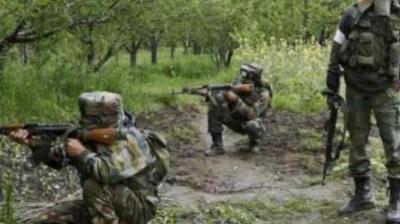 Three militants, policeman killed