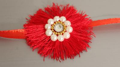 Rakhis made of waste silk threads Rakhis made of waste silk threads