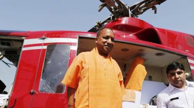 Yogi Adityanath's chopper forced to land on a field in Kasganj