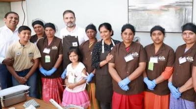 Rahul Gandhi at Moddys Chocolate Factory in Ooty