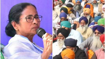 Mamata Banerjee speaks to farmers protesting at Singhu border