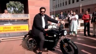 Congress MP Vamsi Gaddam arrives at Parliament on 'Atom bike'; Know What it is 