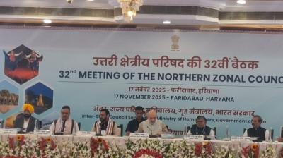Home Mininster Amit Shah chairs 32nd Northern Zonal Council Meeting in Haryana\'s Faridabad; Bhagwant Mann Participates