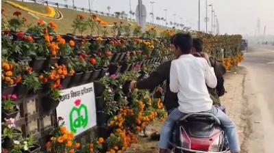 Uttar Pradesh: People take away flower pots and vases after PM Modi's visit