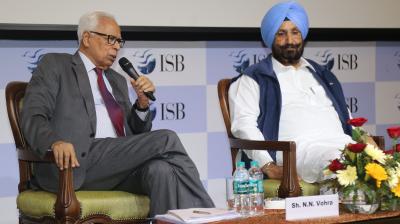 Former Governor of Jammu & Kashmir N.N. Vohra delivering keynote address during 1st KPS Gill memorial lecture on "National Security"