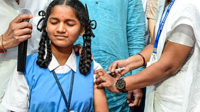 The programme began on February 28 and provides the Gardasil-4 vaccine free of cost to 14-year-old girls through government health facilities across India. File Photo.