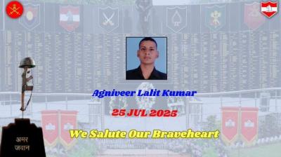 Jammu and Kashmir: Agniveer Lalit Kumar Makes Supreme Sacrifice in the Line of Duty (Image Courtesy; White Knight Corps)