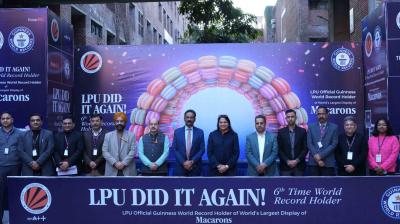 The record-breaking display featured 10,829 tricolour macarons, comfortably surpassing the previous benchmark of 9,600. This project was executed by students and faculty, showcasing both technical culinary skill and national pride.  File Photo.