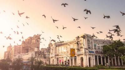 Pleasant Sunday morning in city