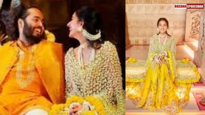 Radiant in Yellow: Radhika Merchant's Floral Splendor at Haldi Ceremony