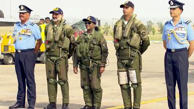 President Droupadi Murmu with Chief of the Air Staff Air Chief Marshal AP Singh, second from left, and others before she takes a sortie in Rafale fighter jet, at Air Force Station in Haryana's Ambala. (Source, Image Courtesy: PTI) President Droupadi Murmu with Chief of the Air Staff Air Chief Marshal AP Singh, second from left, and others before she takes a sortie in Rafale fighter jet, at Air Force Station in Haryana's Ambala. (Source, Image Courtesy: PTI)