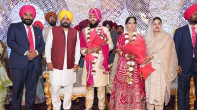 CM Bhagwant Mann & Wife Dr. Gurpreet Kaur attends Wedding of MLA Jiwan Sangowal's Son
