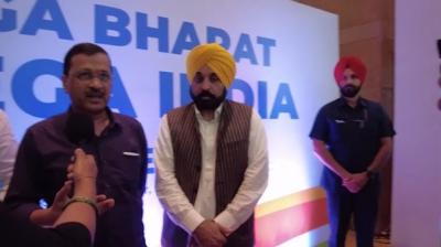 CM Bhagwant Mann & Arvind Kejriwal in Mumbai