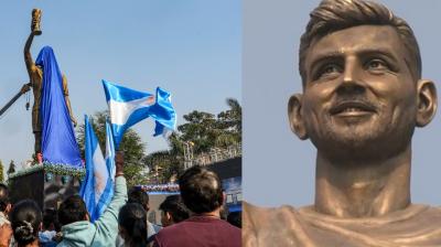 Messi G.O.A.T. India Tour: Unveils 70-Foot Statue in Presence of Shah Rukh Khan, West Bengal Minister