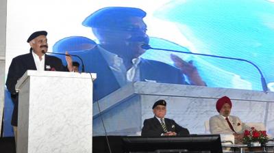 Punjab Governor VP Singh Badnore while addressing the gathering after inaugurating the Military Literature Festival