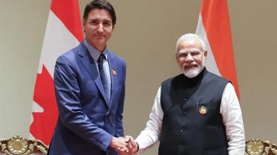 Indian PM Modi with Canadian PM Justin Trudeau Indian PM Modi with Canadian PM Justin Trudeau