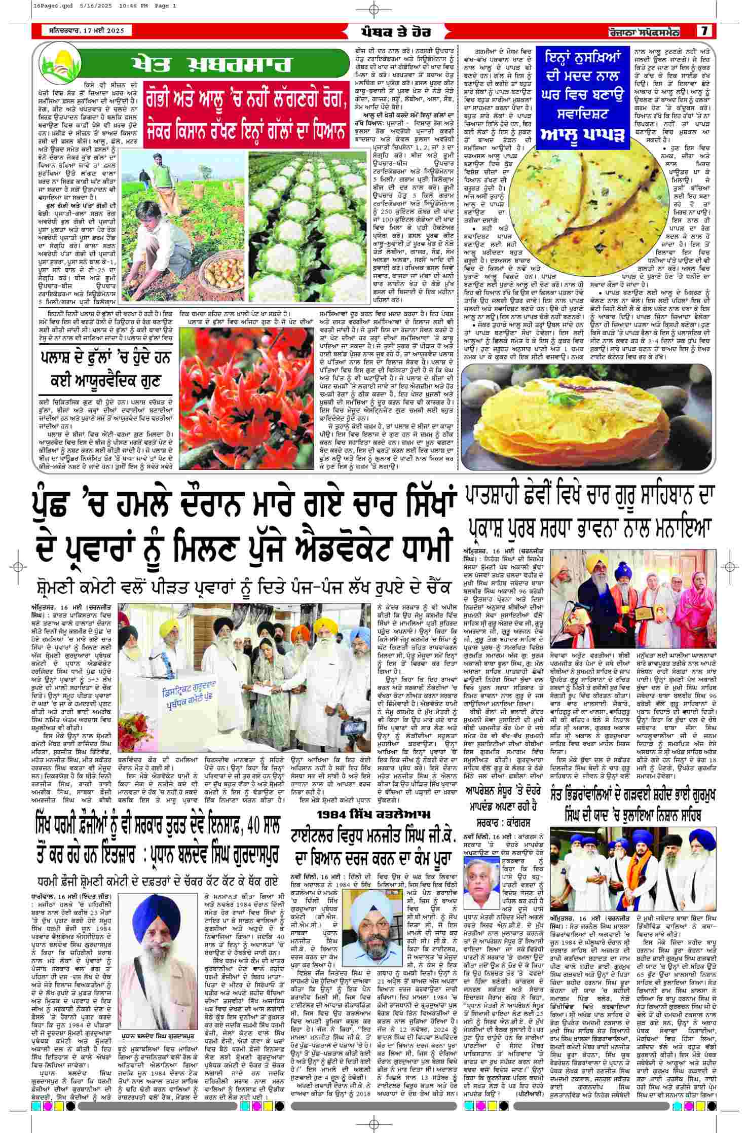 17 May 2025, Page 7 Doaba Edition | Rozana Spokesman Epaper [ Doaba News ]