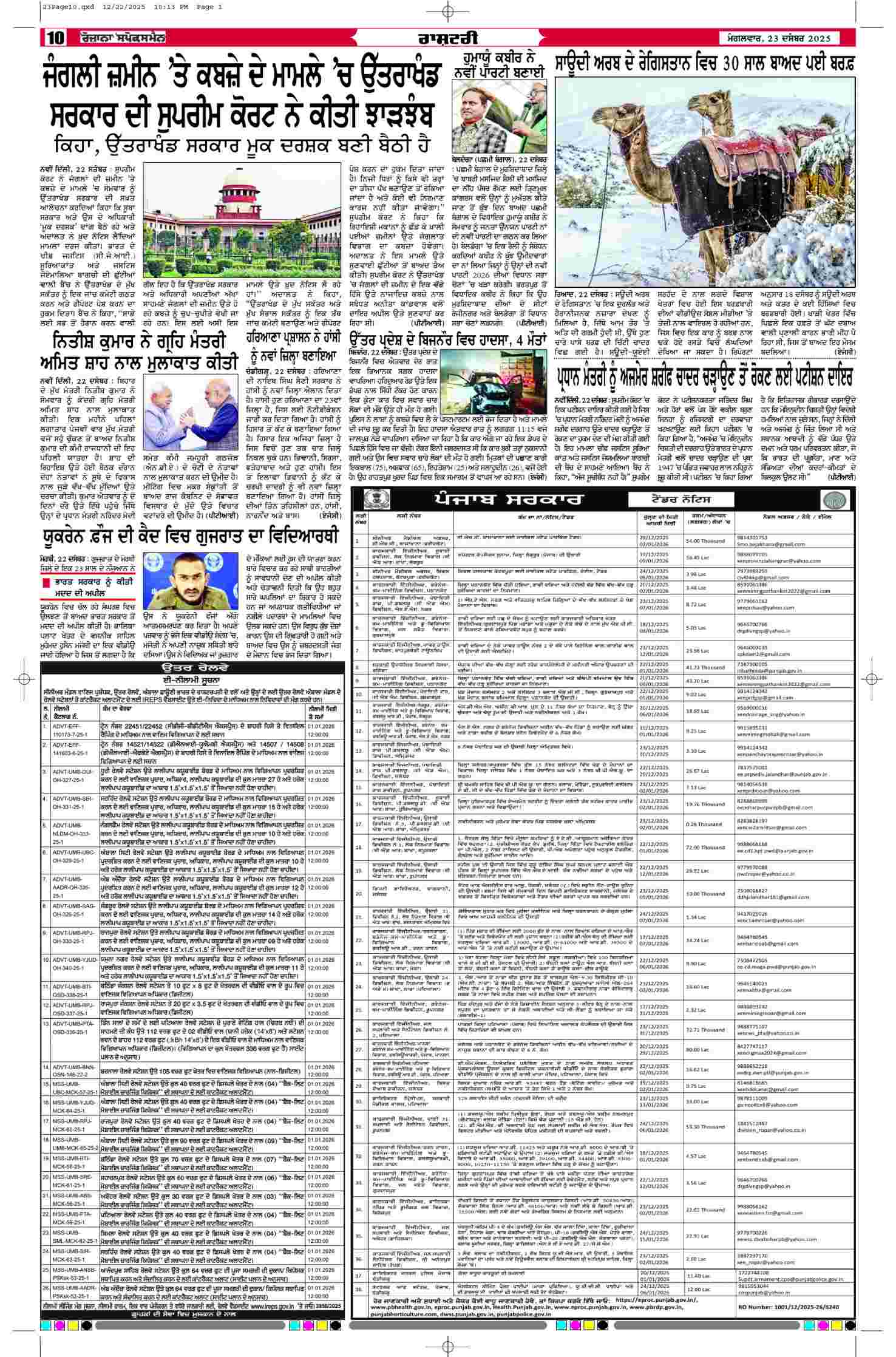 23 Dec 2025, Page 10 Faridkot Edition | Rozana Spokesman Epaper [ Faridkot News ]