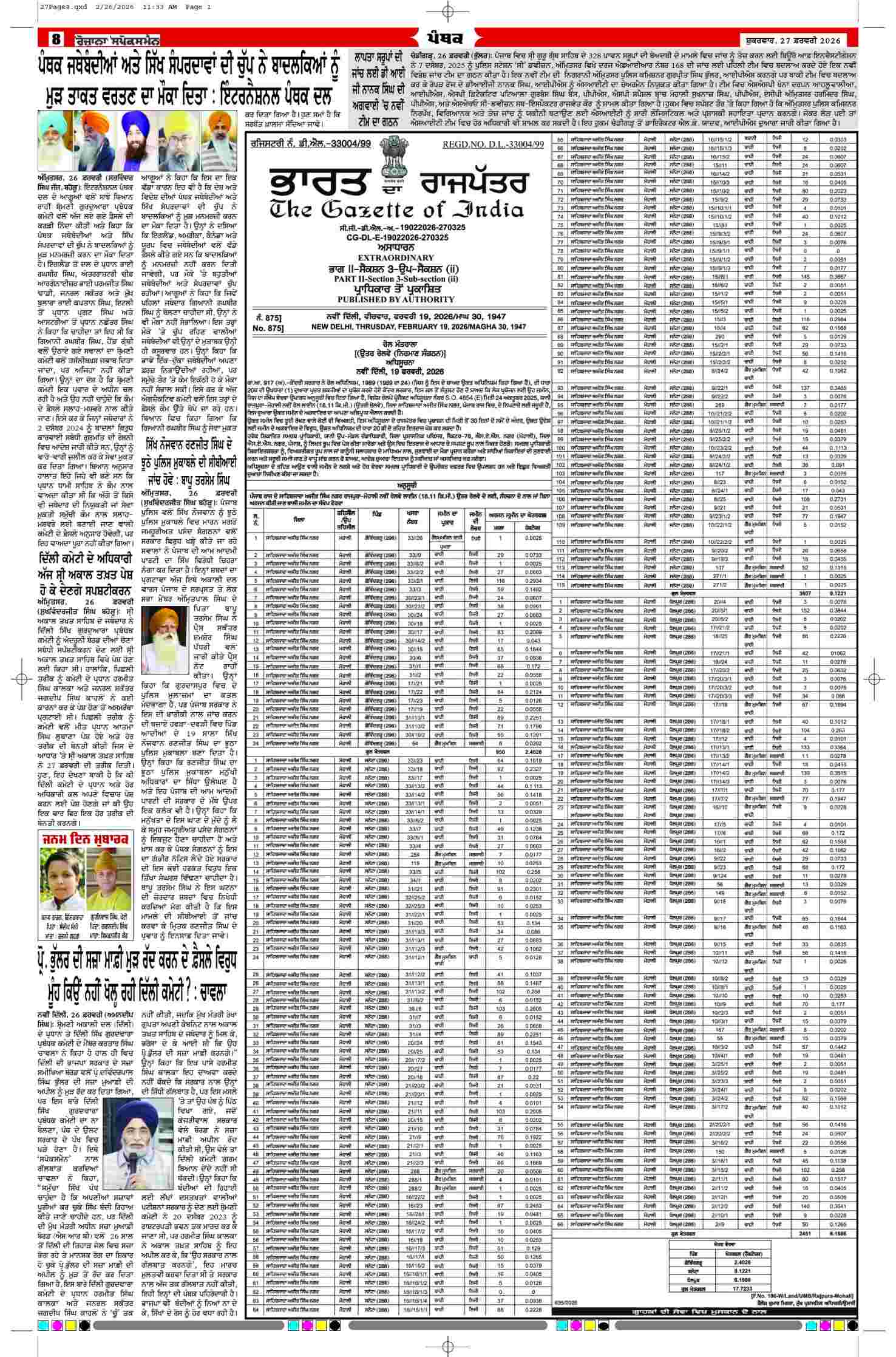 27 Feb 2026, Page 8 Majha Edition | Rozana Spokesman Epaper [ Majha News ]