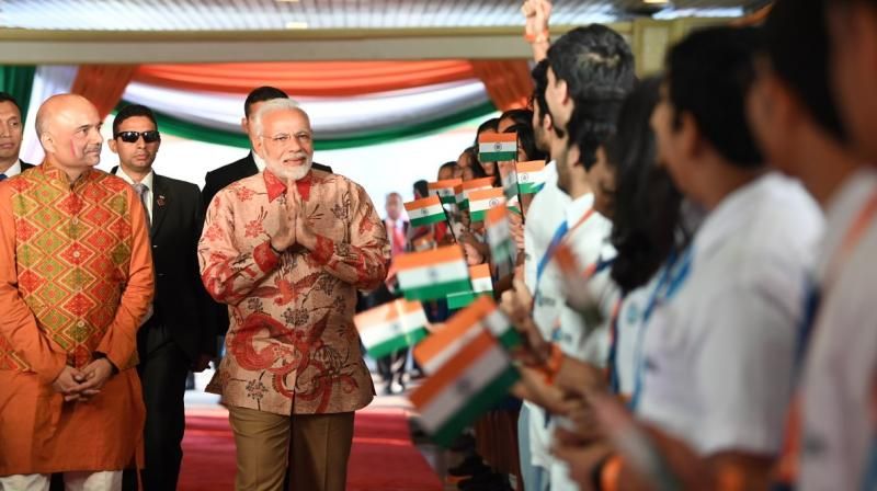 Prime Minister Narendra Modi addressed a gathering of Indian diaspora at the Jakarta Convention Centre