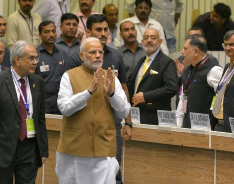 Narendra Modi arrives to inaugurate the Global Mobility Summit