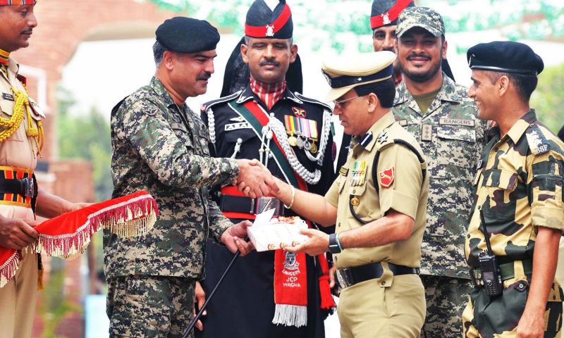 Pakistan officials at the Wagah border exchanged sweets with Indian BSF