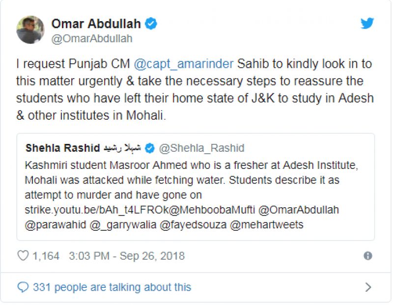 Omar Abdullah Tweet