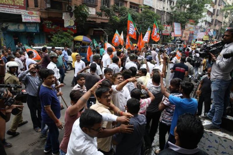 BJP and Trinamool Congress supporters clashed during a 12-hour bandh