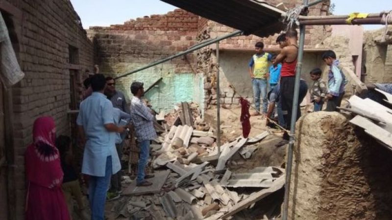Villagers rushed to the site and started removing debris