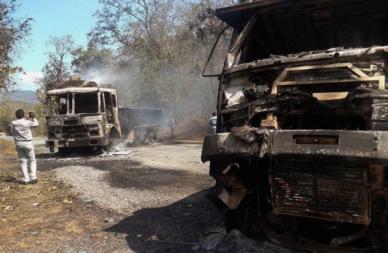 Maoists have so far torched at least nine vehicles
