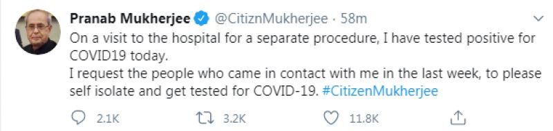 Pranab Mukherjee tweet
