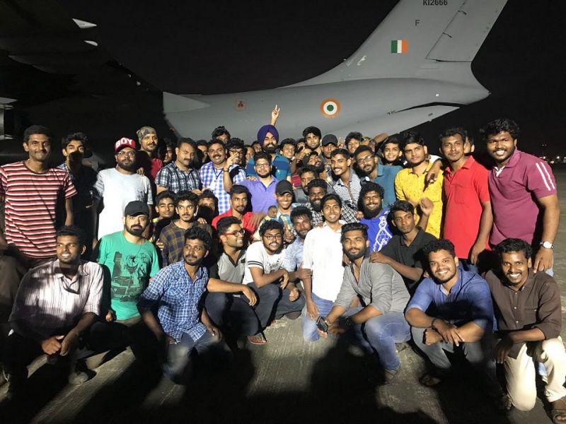 A team led by Coordinator Ramakrishnan at Thiruvananthapuram airport expressing gratitude to Punjab Government