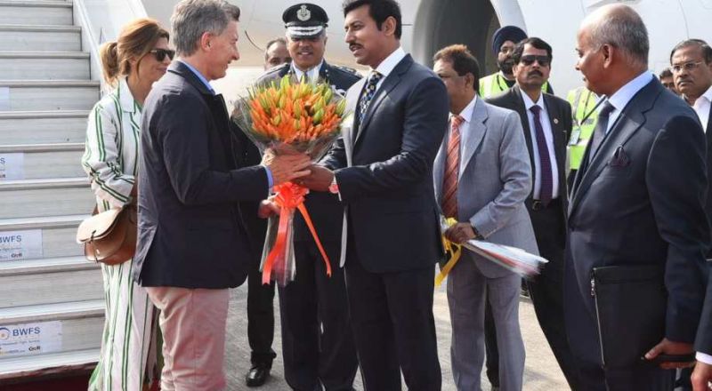 President Macri was received at the airport by Rajyavardhan Rathore