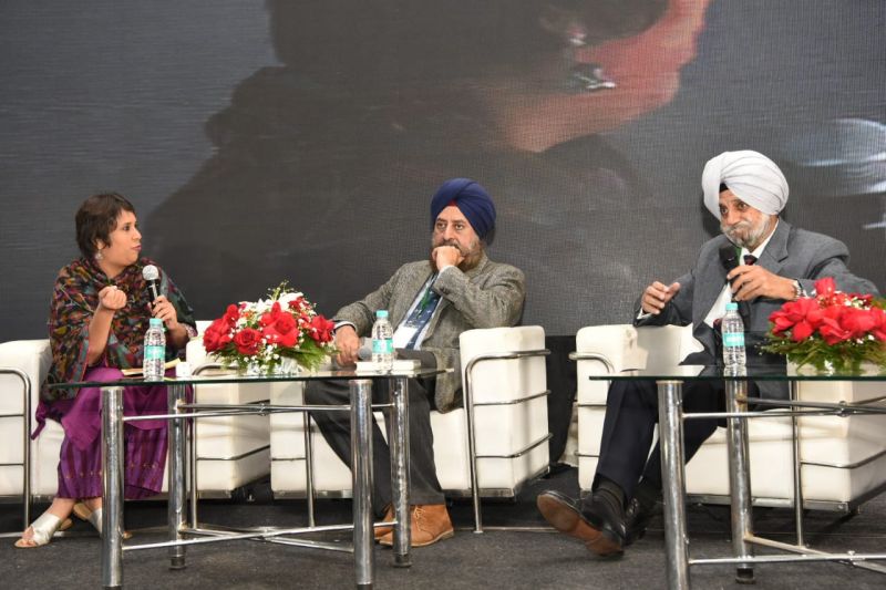 Noted Media perosnlity Barkha Dutt moderating the session on 'Contribution of India towards the First World War' during the second day of ongoing MLF 2018