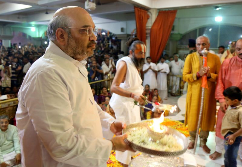 BJP president Amit Shah performed mangla aarti