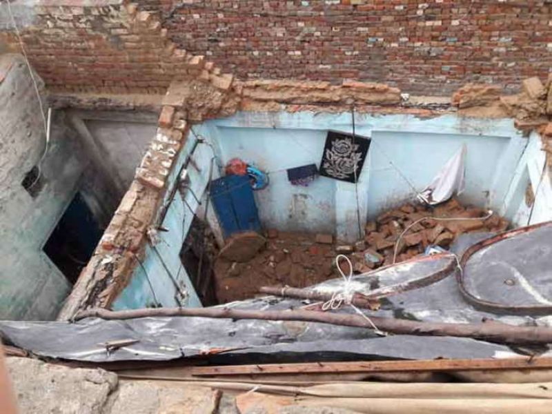 Roof of a house collapsed due to heavy rain and storm
