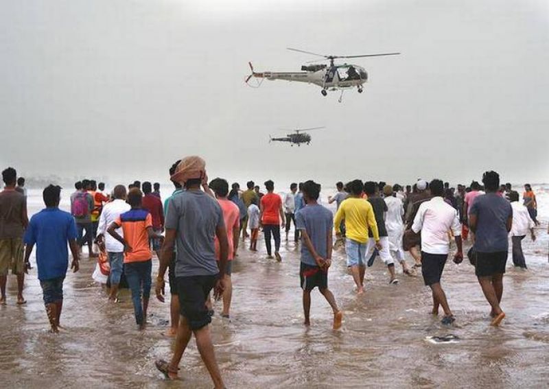 Coast Guard helicopters in a search operation in Juhu