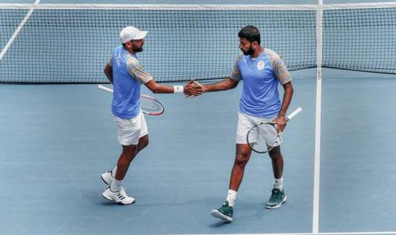 Rohan Bopanna (right) and Divij Sharan during the men’s doubles semifinals