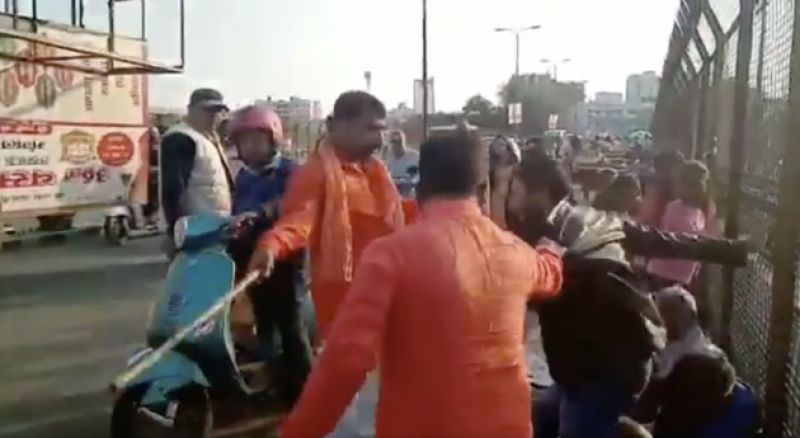 saffron clad men were caught on camera abusing Kashmiri traders