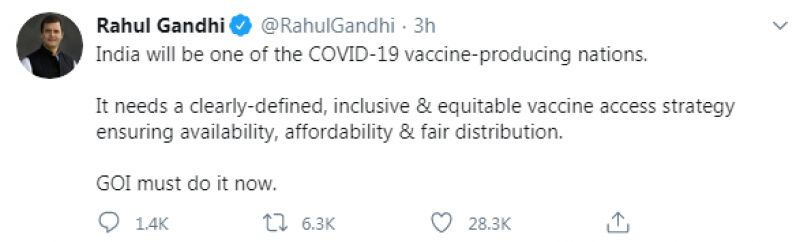 Rahul Gandhi tweet