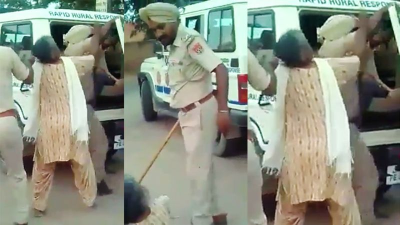 Bathinda cop caught on cam beating up elderly woman