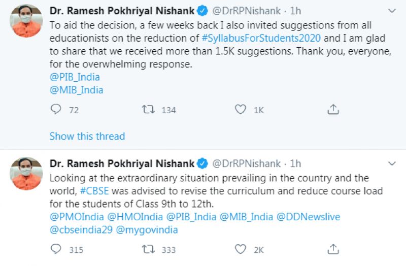 Ramesh Pokhriyal Nishank tweet