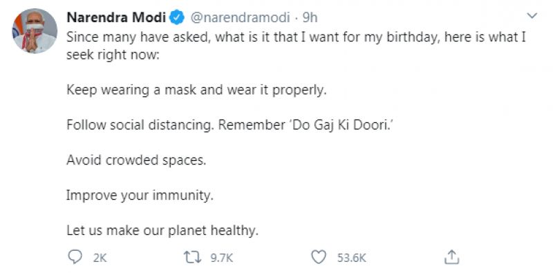 Narendra Modi tweet
